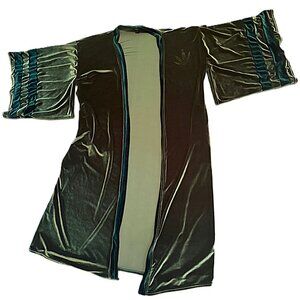 Solstice Intimates Green Velvet Full-Length Robe Weed Print Kimono